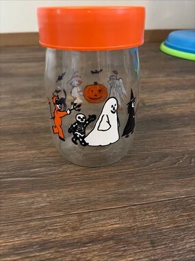 Vintage Carlton Glass - Halloween CANDY JAR Container - 6.5" In. 1980s Costumes